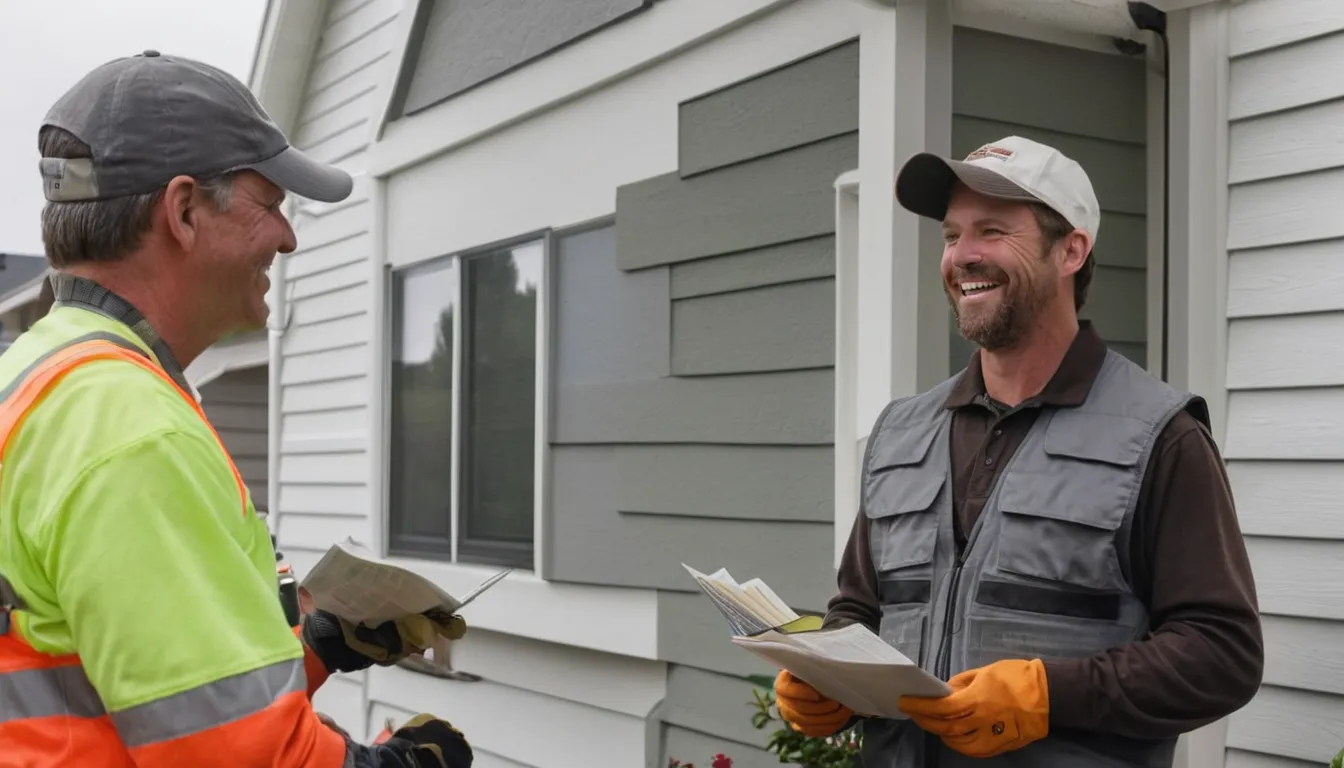Local siding provider reviewing new vinyl siding on a house in the Pittsburgh area